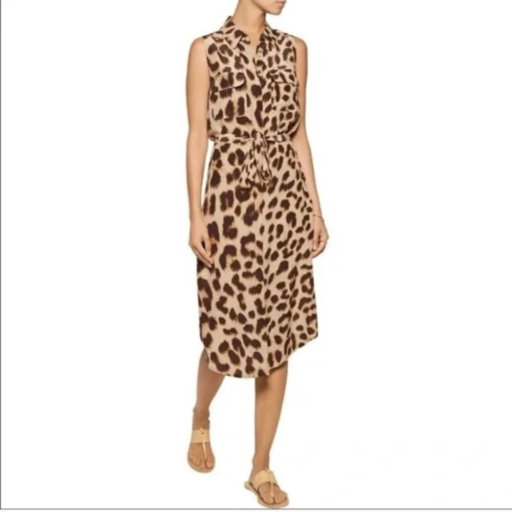 Equipment Femme Tegan Leopard Shirt Dress Small